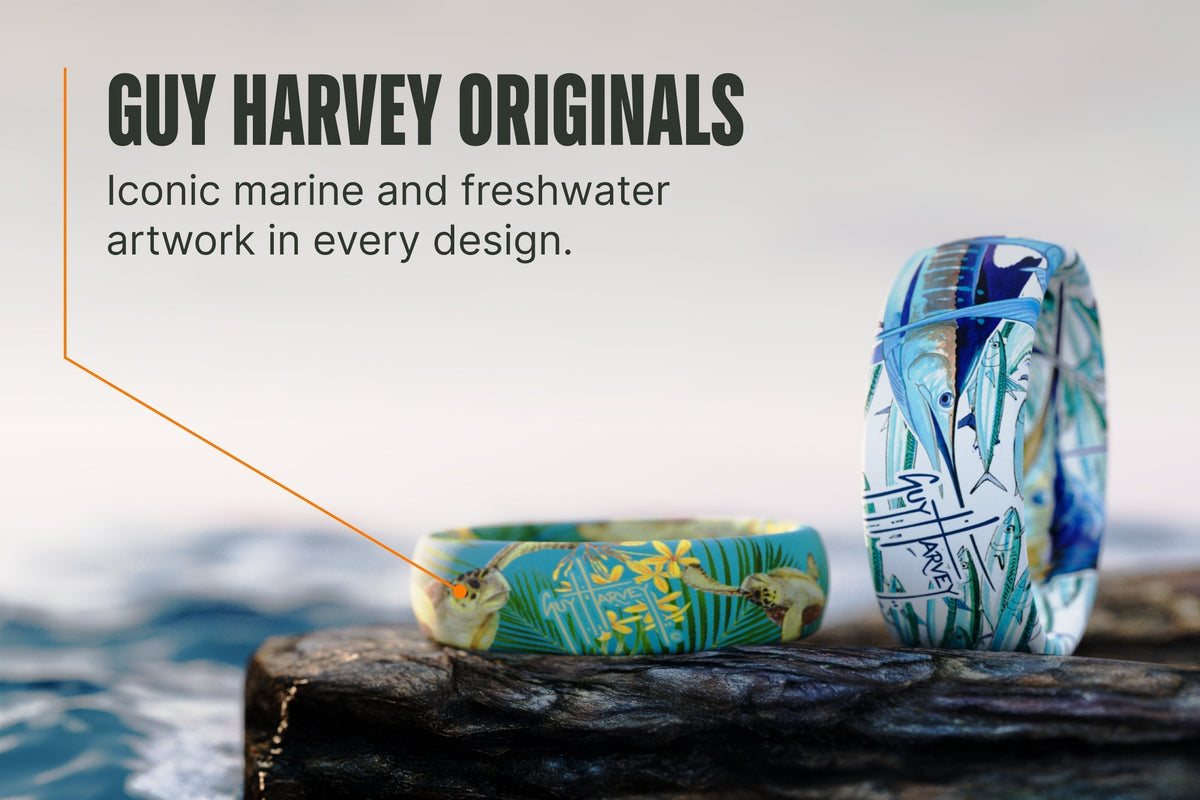 Guy Harvey Turtle Palms Thin Ring